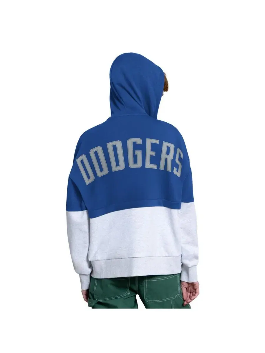 Женская толстовка на молнии с логотипом Los Angeles Dodgers Wishbone — изображение 2 из 4, серый