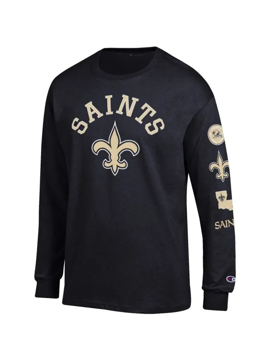 Мужская черная футболка с длинными рукавами с эмблемой New Orleans Saints Champion — изображение 2 из 3, черный
