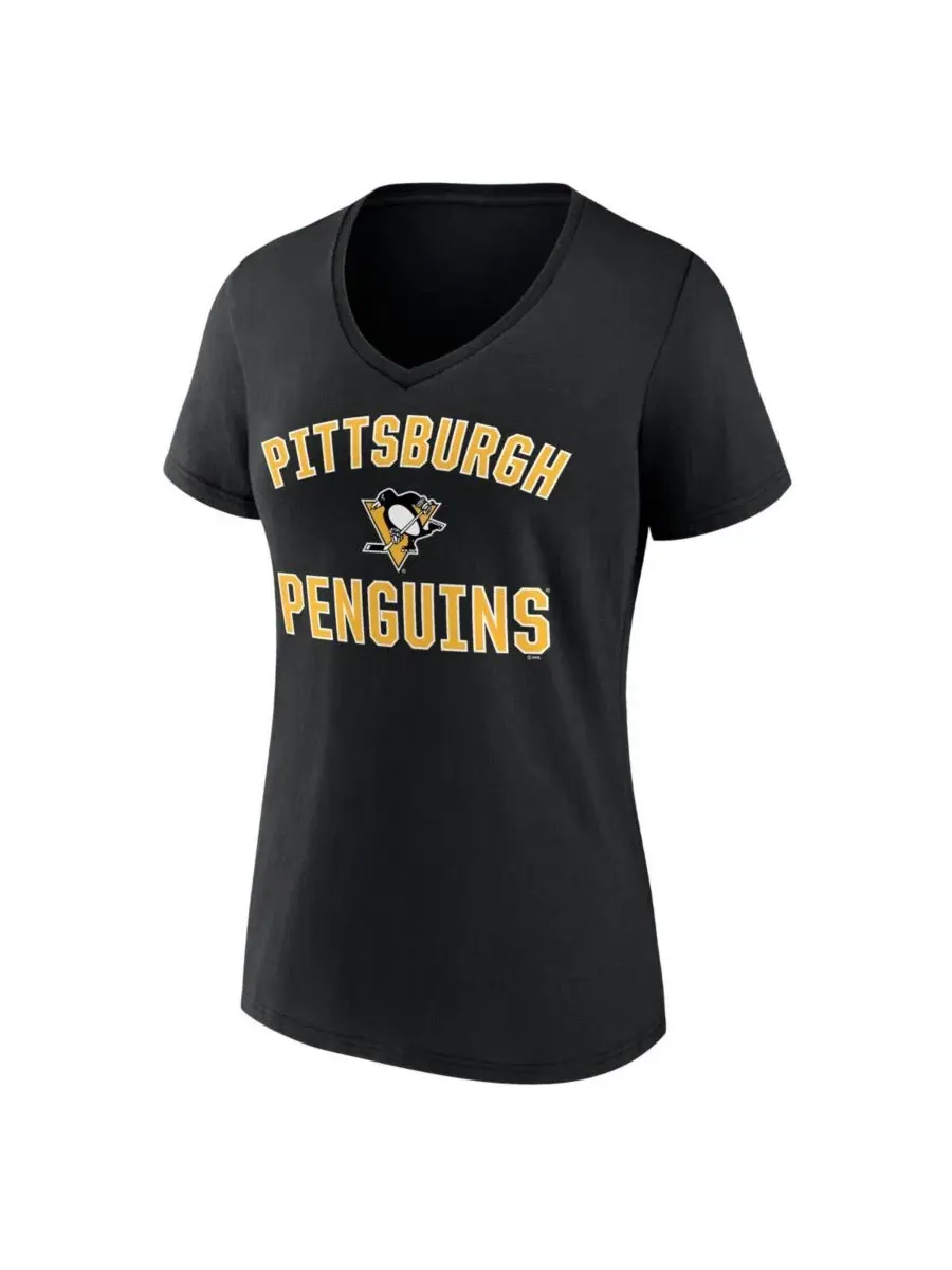 Женская черная футболка Pittsburgh Penguins Arch Victory с V-образным вырезом Logo Athletic — изображение 2 из 3, черный