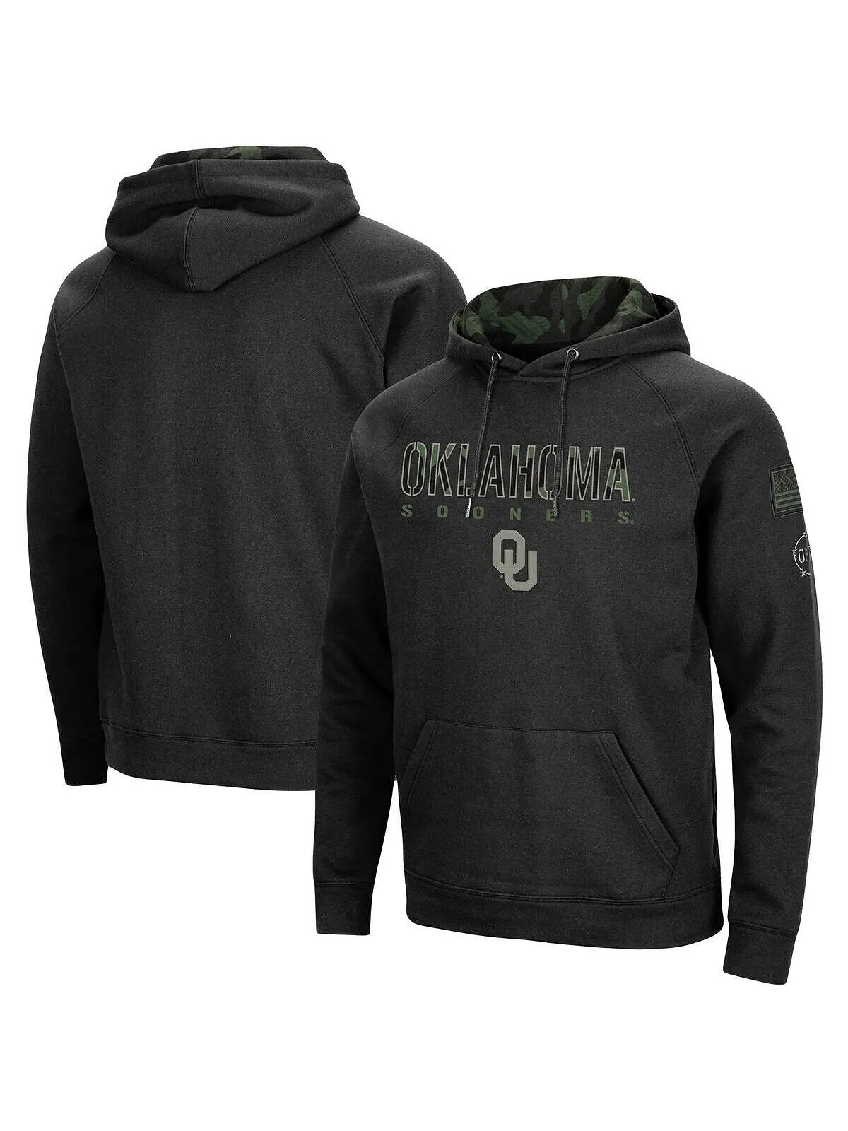 Мужская черная толстовка с капюшоном с камуфляжным принтом oklahoma sooners oht в стиле милитари — изображение 1 из 4, черный