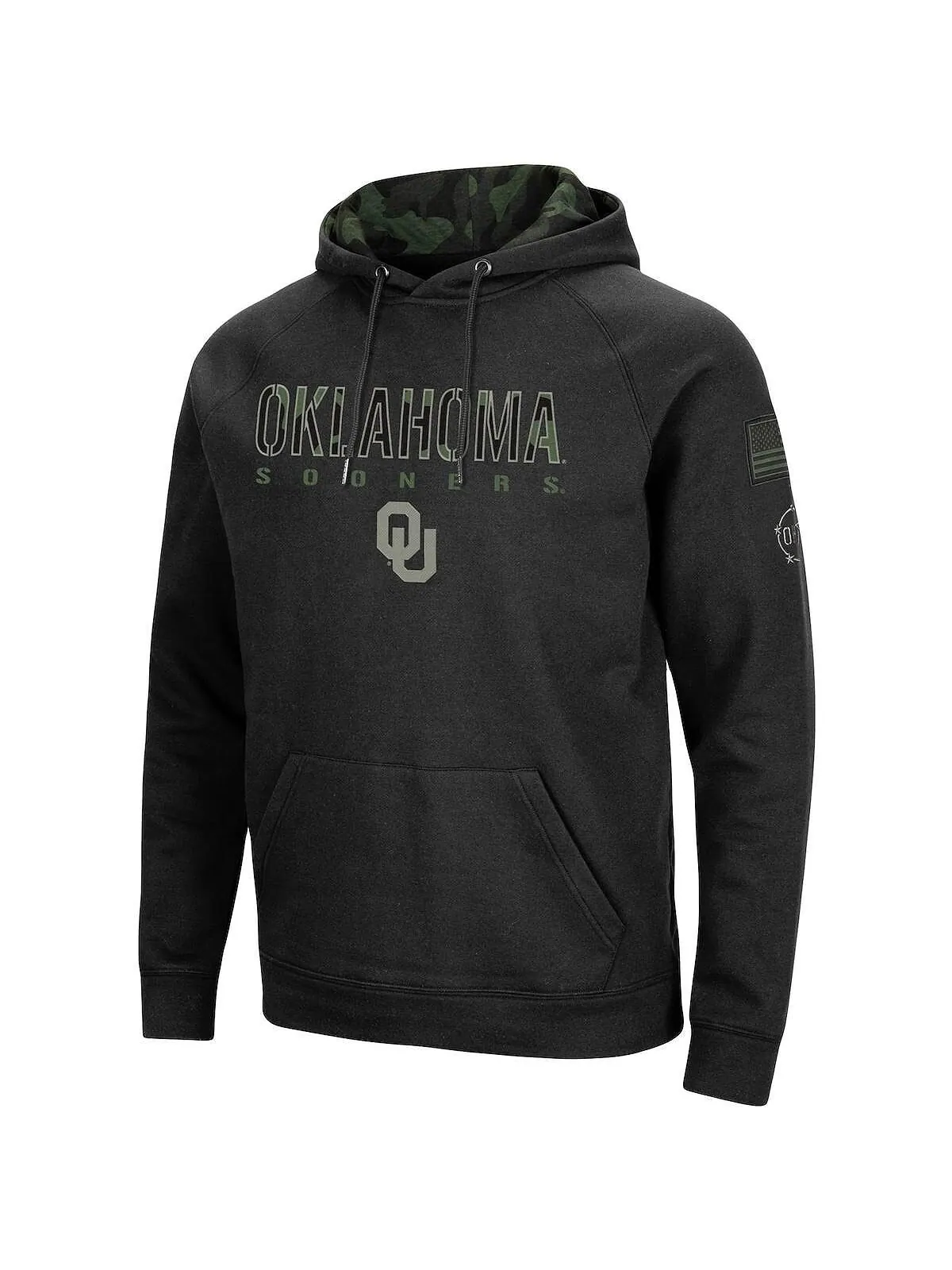 Мужская черная толстовка с капюшоном с камуфляжным принтом oklahoma sooners oht в стиле милитари — изображение 4 из 4, черный