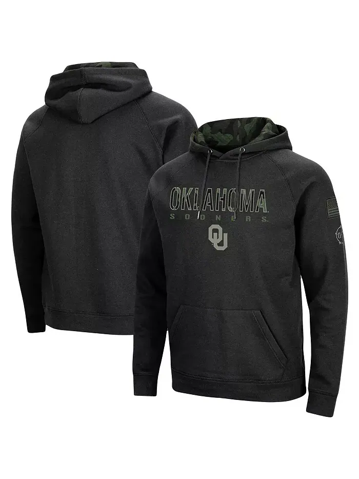 Мужская черная толстовка с капюшоном Oklahoma Sooners OHT в стиле военного камуфляжа Colosseum — изображение 1 из 4