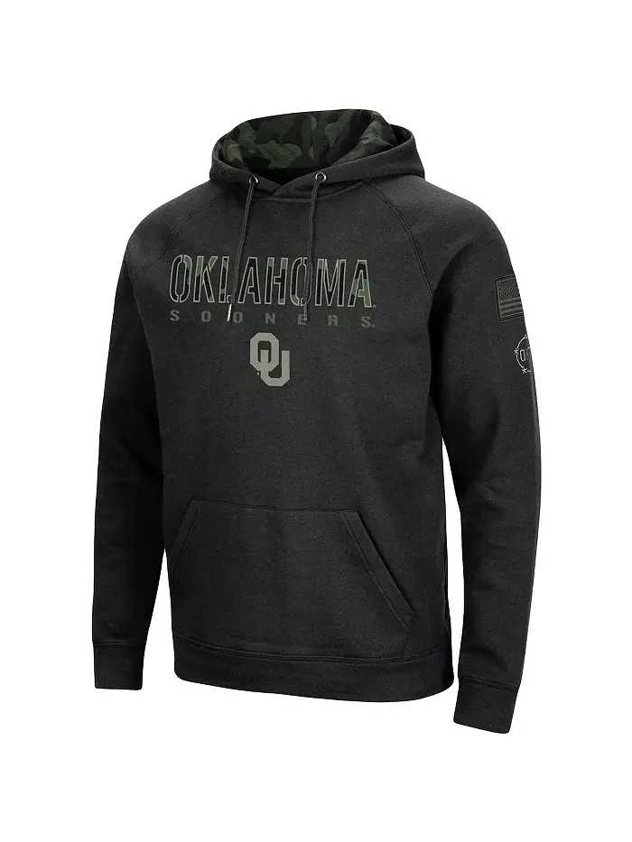 Мужская черная толстовка с капюшоном Oklahoma Sooners OHT в стиле военного камуфляжа Colosseum — изображение 4 из 4