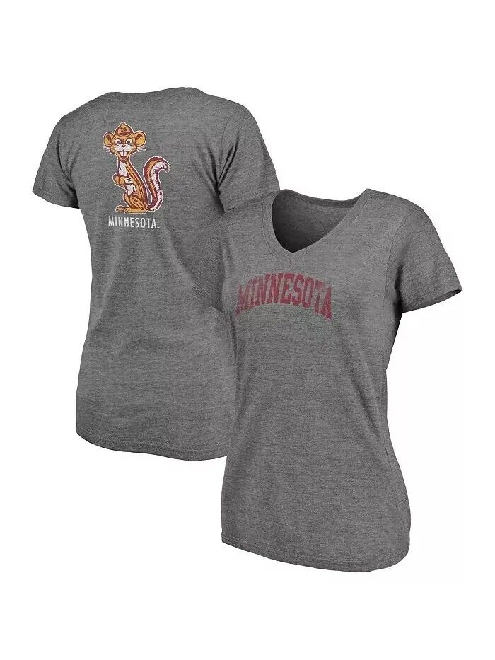 Женская футболка Minnesota Golden Gophers Slab Serif 2-Hit с V-образным вырезом и трехкомпонентной — изображение 1 из 3