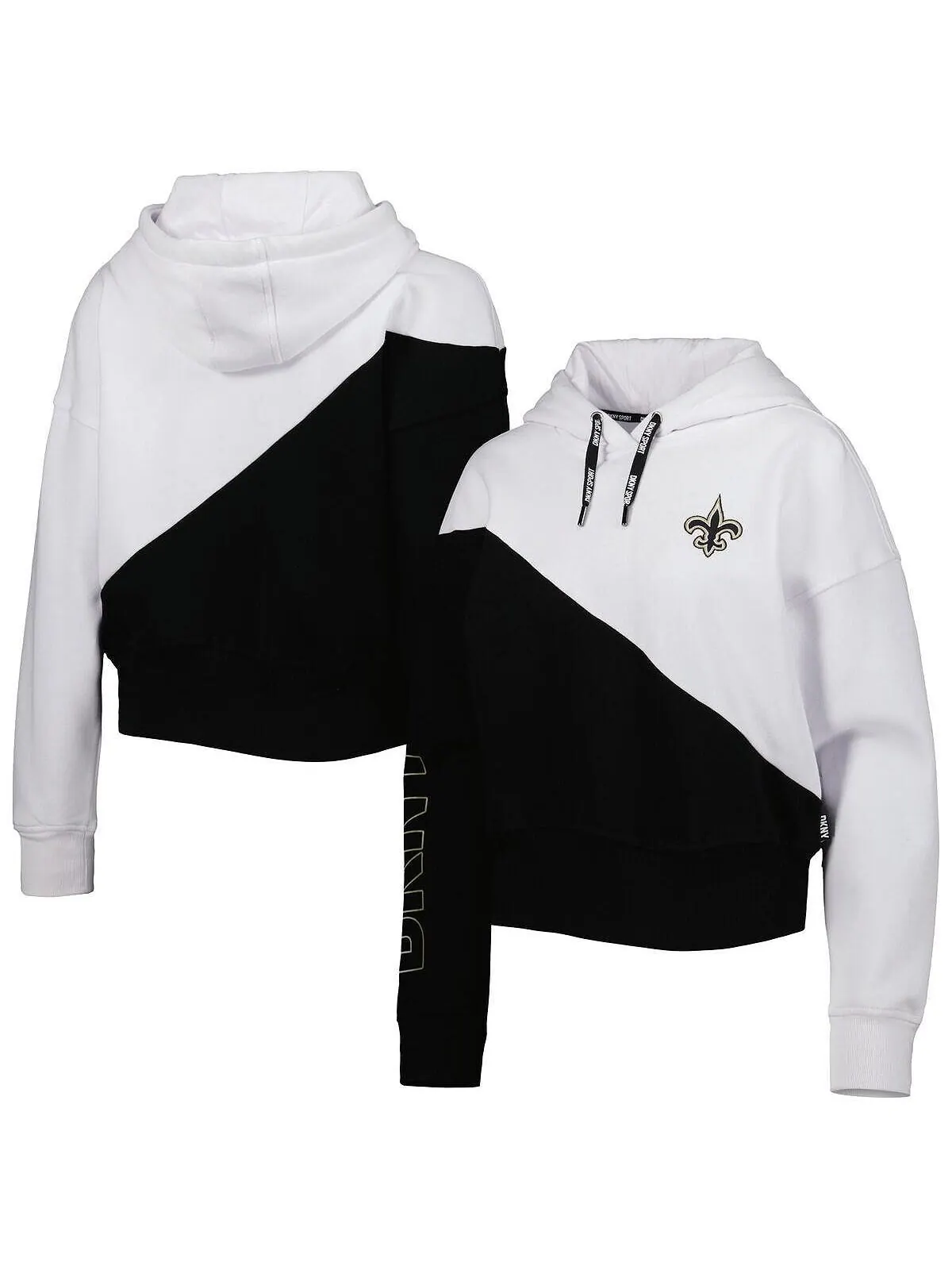 Женский бело-черный пуловер с капюшоном New Orleans Saints Bobbi с цветными блоками DKNY — изображение 1 из 4, белый черный