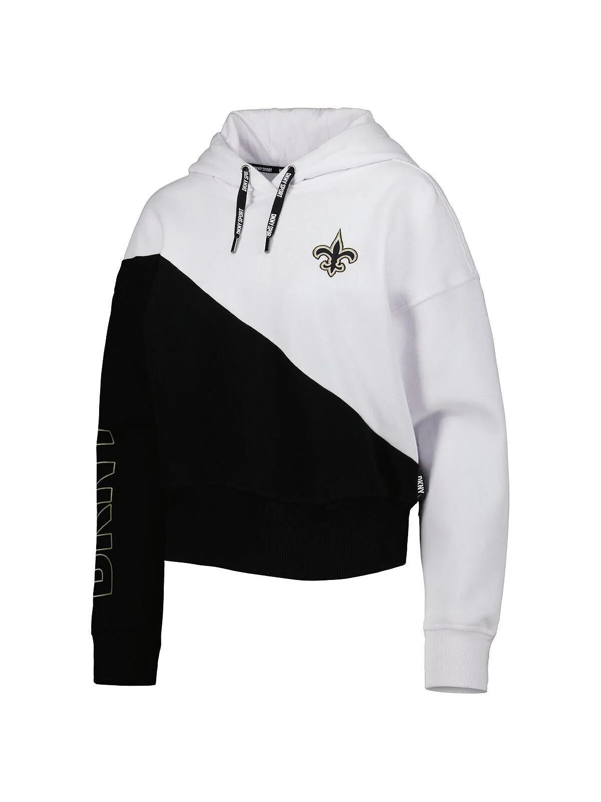 Женский бело-черный пуловер с капюшоном New Orleans Saints Bobbi с цветными блоками DKNY — изображение 4 из 4, белый черный