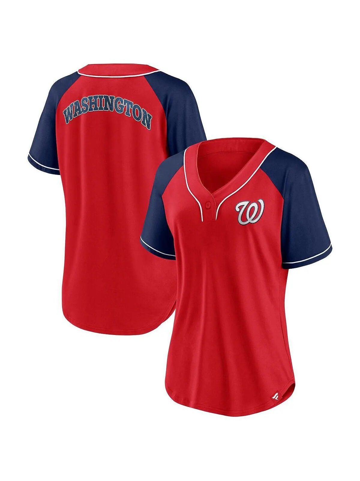 Женская красная футболка с v-образным вырезом реглан и логотипом Washington Nationals Ultimate — изображение 1 из 3, красный