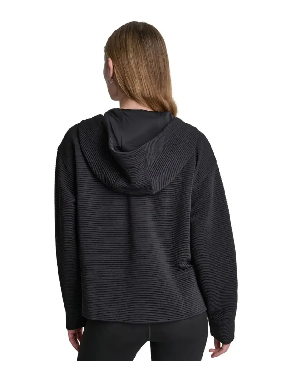 Худи женское с капюшоном New York Knicks Tech Ottoman Full-Zip DKNY — изображение 2 из 4, черный