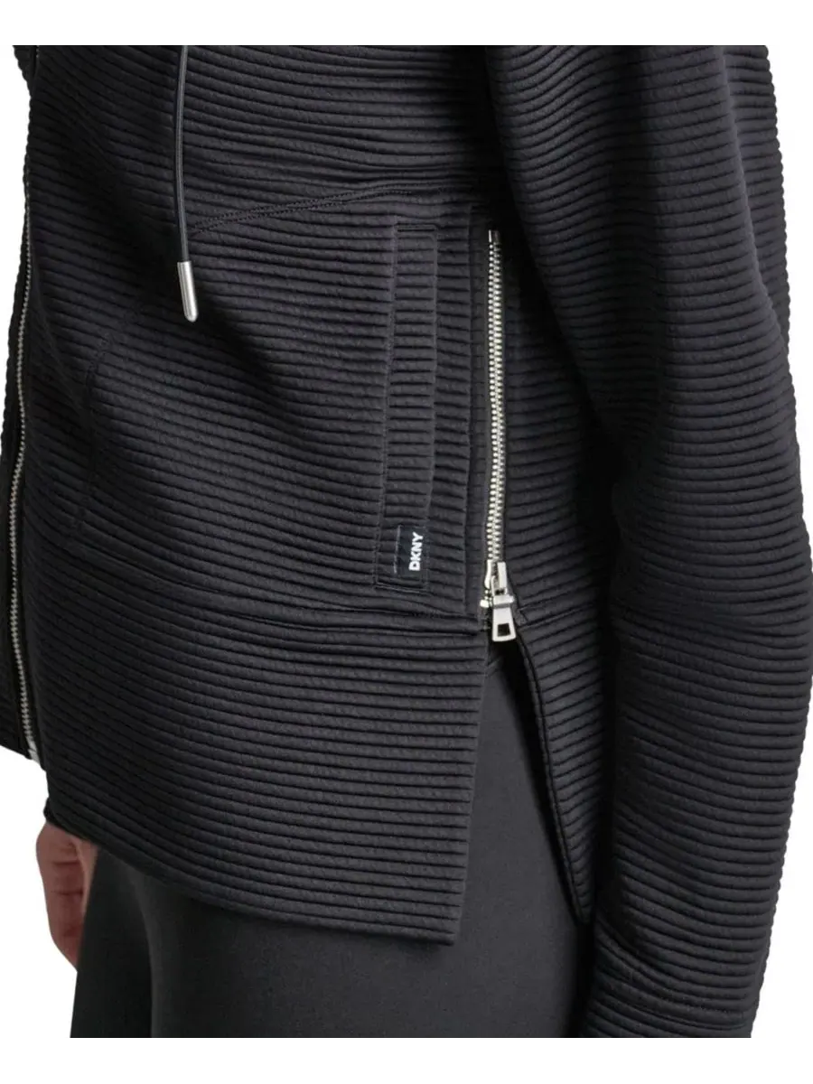 Худи женское с капюшоном New York Knicks Tech Ottoman Full-Zip DKNY — изображение 3 из 4, черный