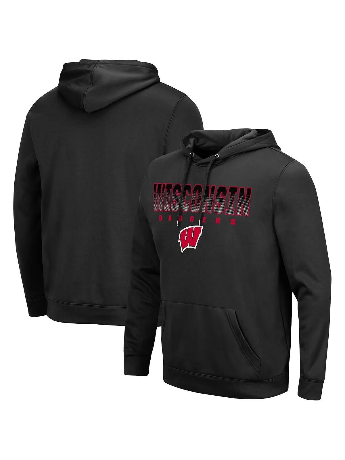Мужской черный пуловер с капюшоном Wisconsin Badgers Blackout 3.0 Colosseum
