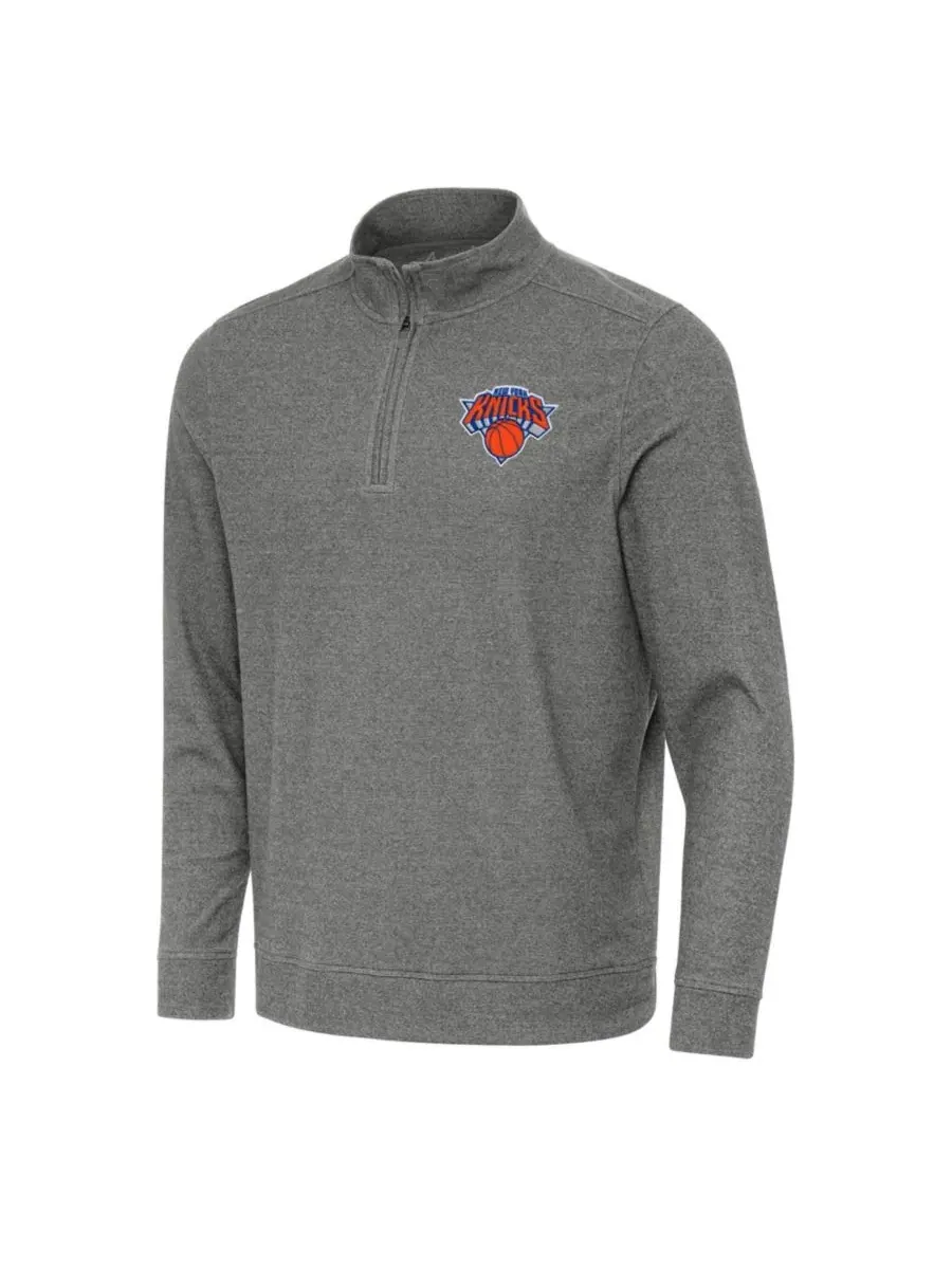 Свитшот с четверть-молнией New York Knicks Subtle Quarter-Zip Antigua — изображение 1 из 1, темно-серый