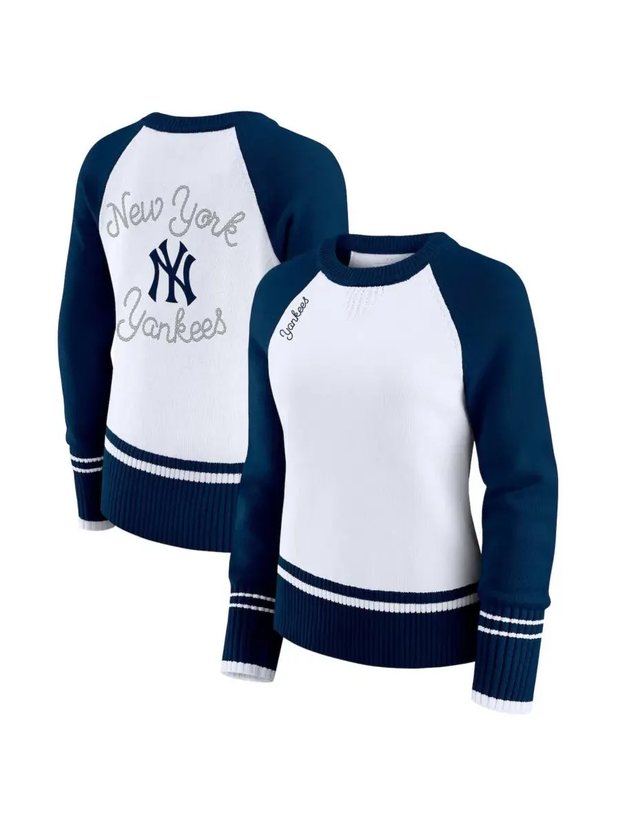 Свитер женский с регланом, с вышивкой, New York Yankees WEAR by Erin Andrews — изображение 1 из 7, белый