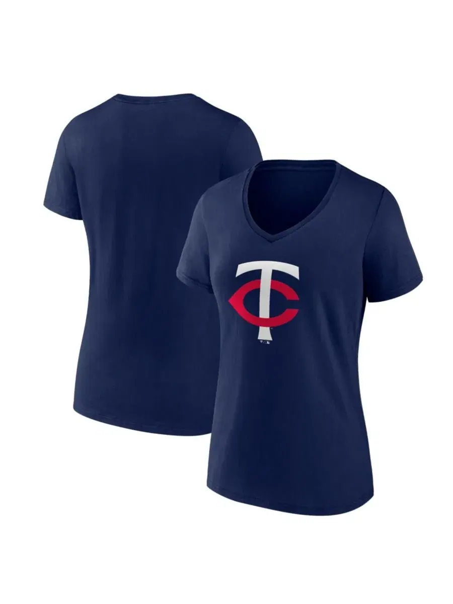 Футболка женская с V-образным вырезом с принтом Minnesota Twins Logo Athletic — изображение 1 из 3, темно-синий