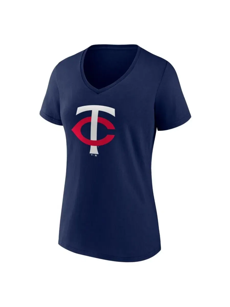 Футболка женская с V-образным вырезом с принтом Minnesota Twins Logo Athletic — изображение 2 из 3, темно-синий