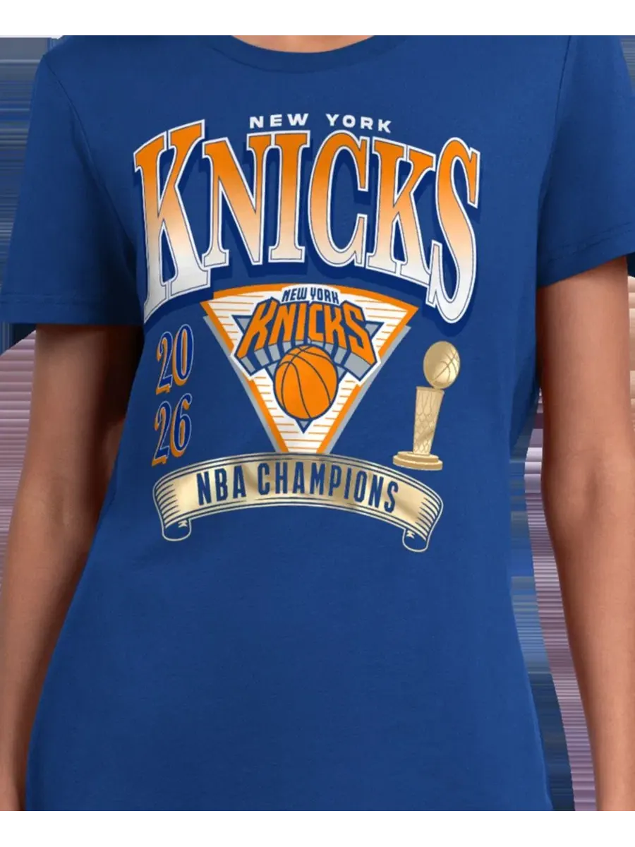 Женская футболка с круглым вырезом и коротким рукавом, с принтом New York Knicks 2026 NBA Finals — изображение 3 из 3, синий
