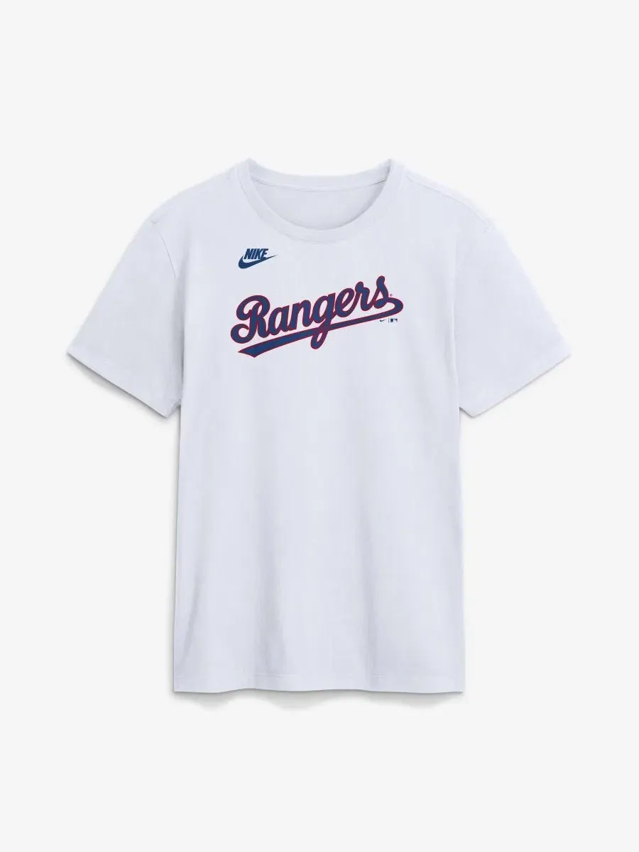 Футболка с винтажным принтом Texas Rangers Cooperstown Collection Wordmark Nike — изображение 1 из 2, белый