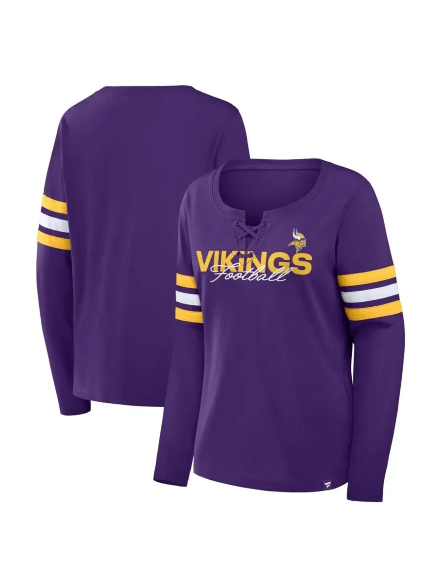 Футболка с длинным рукавом и шнуровкой Minnesota Vikings Fanatics — изображение 1 из 3, фиолетовый золотистый