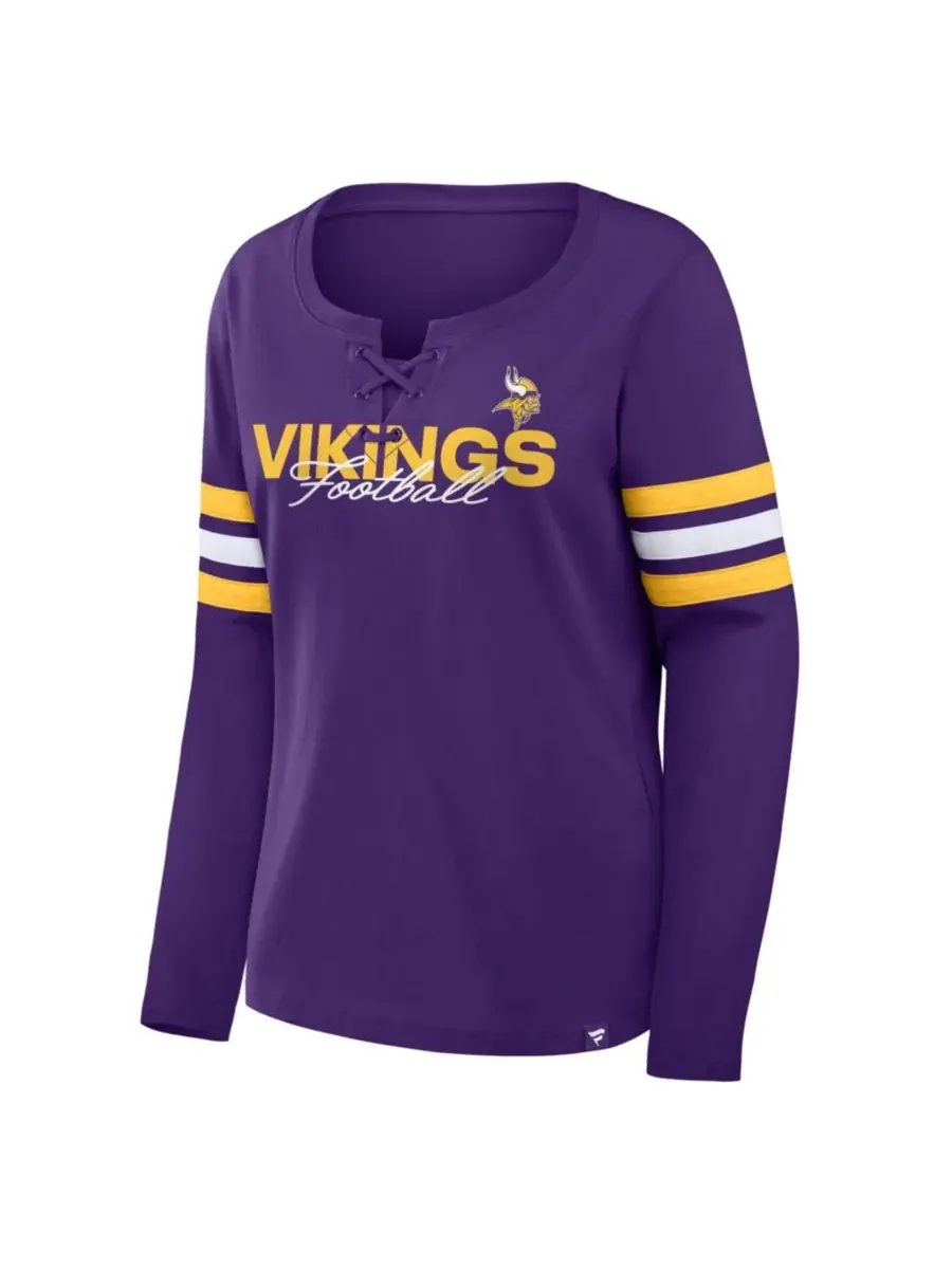 Футболка с длинным рукавом и шнуровкой Minnesota Vikings Fanatics — изображение 2 из 3, фиолетовый золотистый