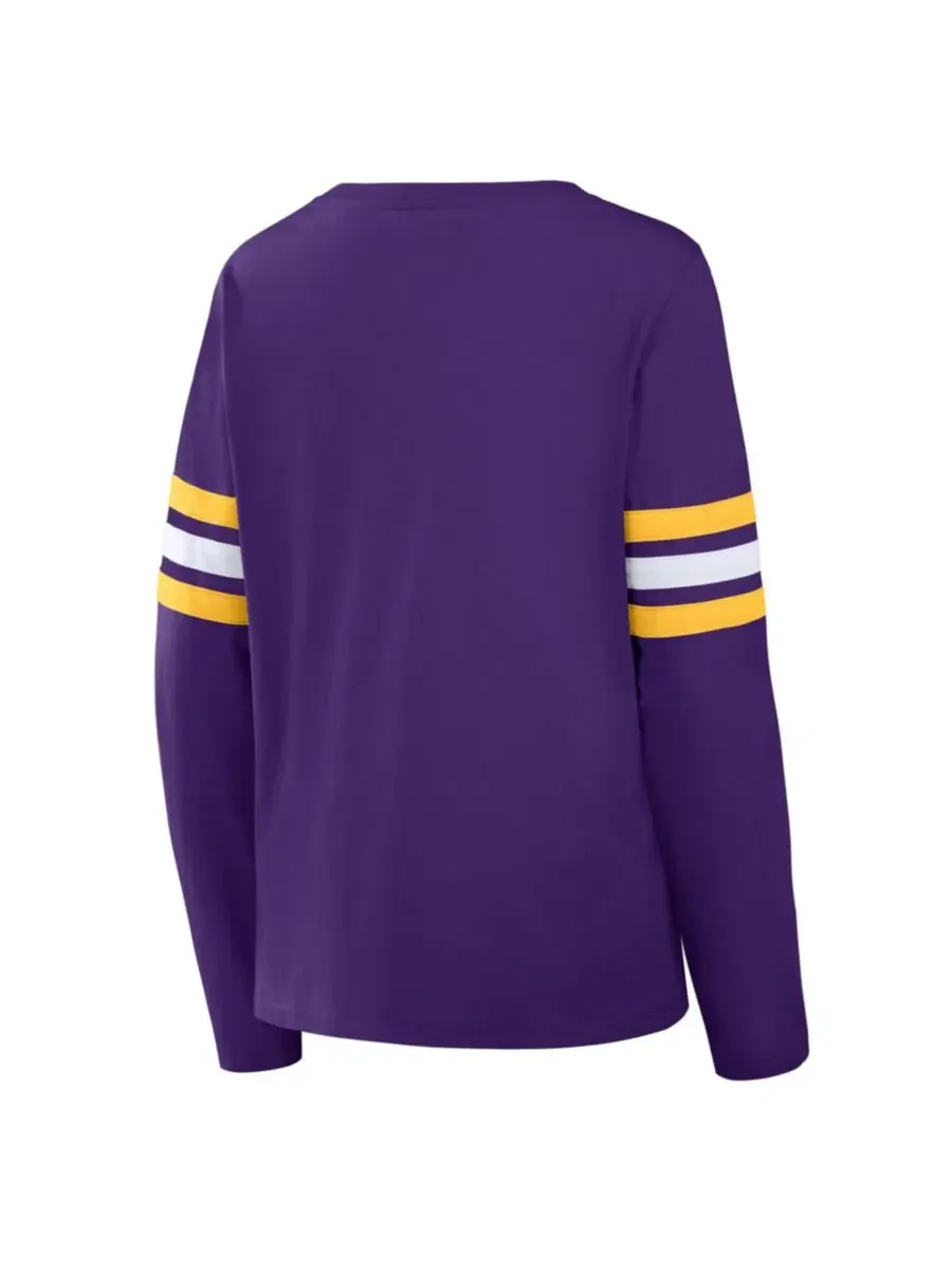 Футболка с длинным рукавом и шнуровкой Minnesota Vikings Fanatics — изображение 3 из 3, фиолетовый золотистый