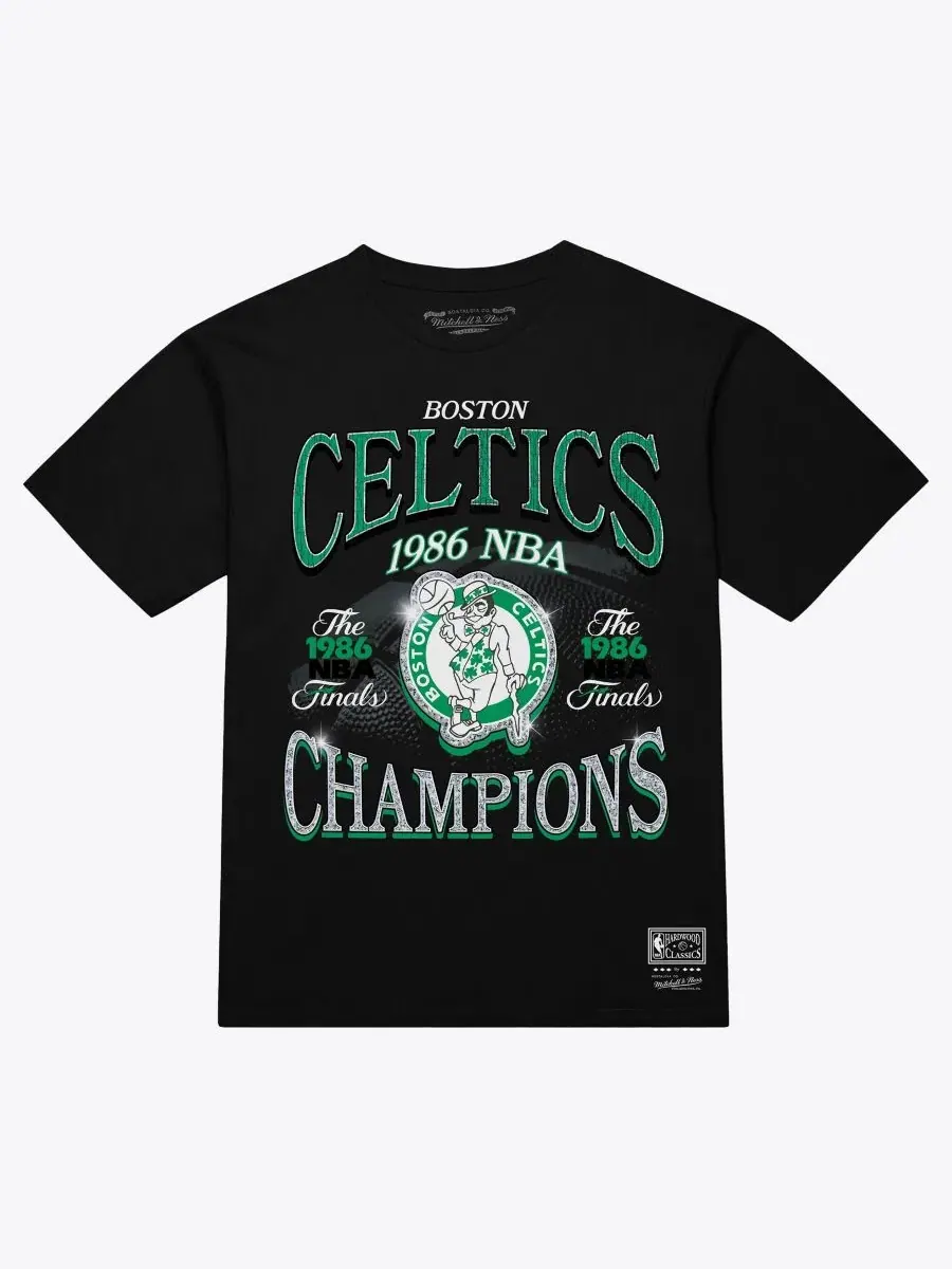 Футболка с принтом Boston Celtics Era Mitchell & Ness — изображение 1 из 2, черный