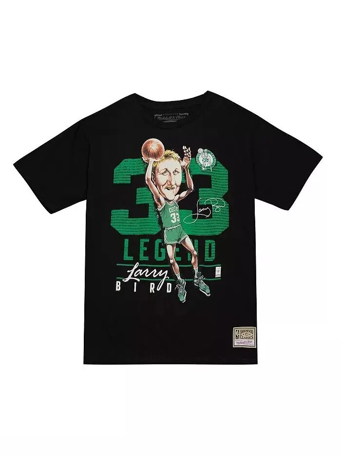 Мужская черная футболка Boston Celtics Hardwood Classics с карикатурой на Ларри Берда Mitchell & — изображение 2 из 4