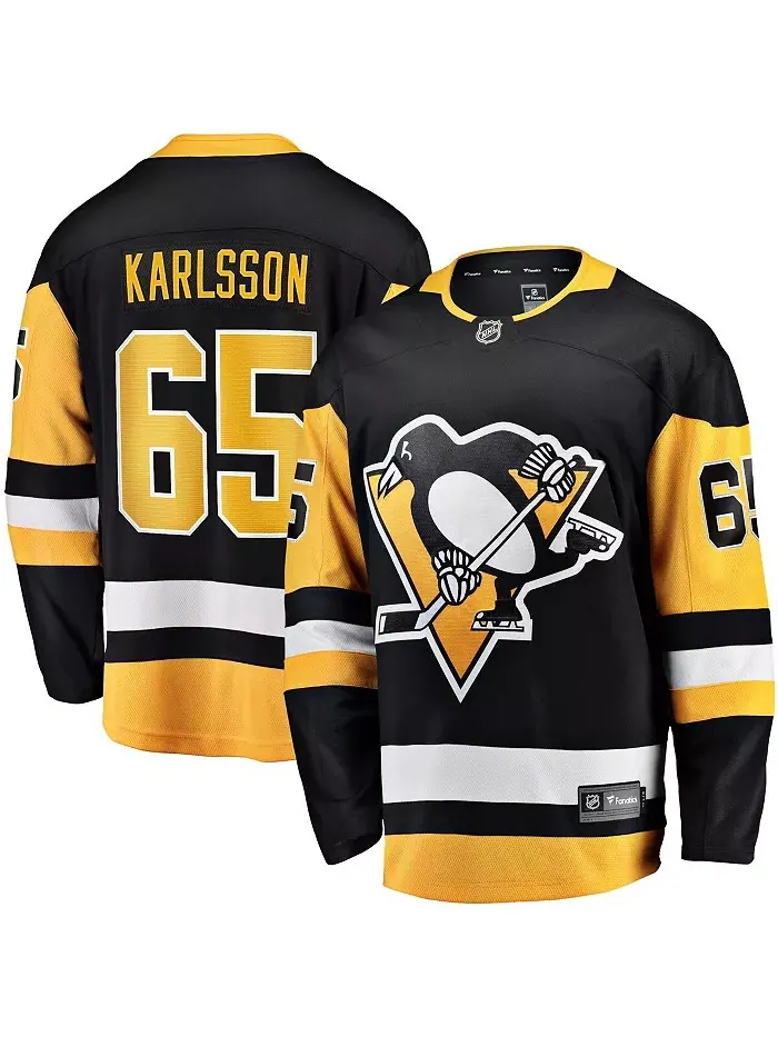 Мужская домашняя джерси Pittsburgh Penguins Breakaway черного цвета Erik Karlsson Fanatics — изображение 1 из 3