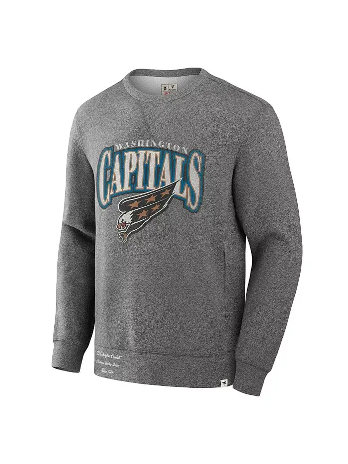 Мужской флисовый свитшот с подкладкой Heather Gray Washington Capitals Decades Collection Legendary — изображение 2 из 3