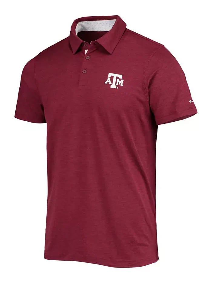 Мужская поло Texas A&M Aggies Tech Trail Space-Dye Omni-Shade бордового цвета Columbia — изображение 2 из 3