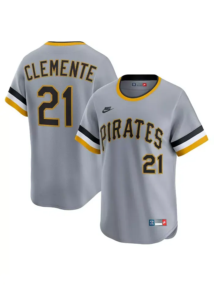 Мужская бейсбольная майка Roberto Clemente в сером цвете Pittsburgh Pirates из коллекции Throwback — изображение 1 из 3
