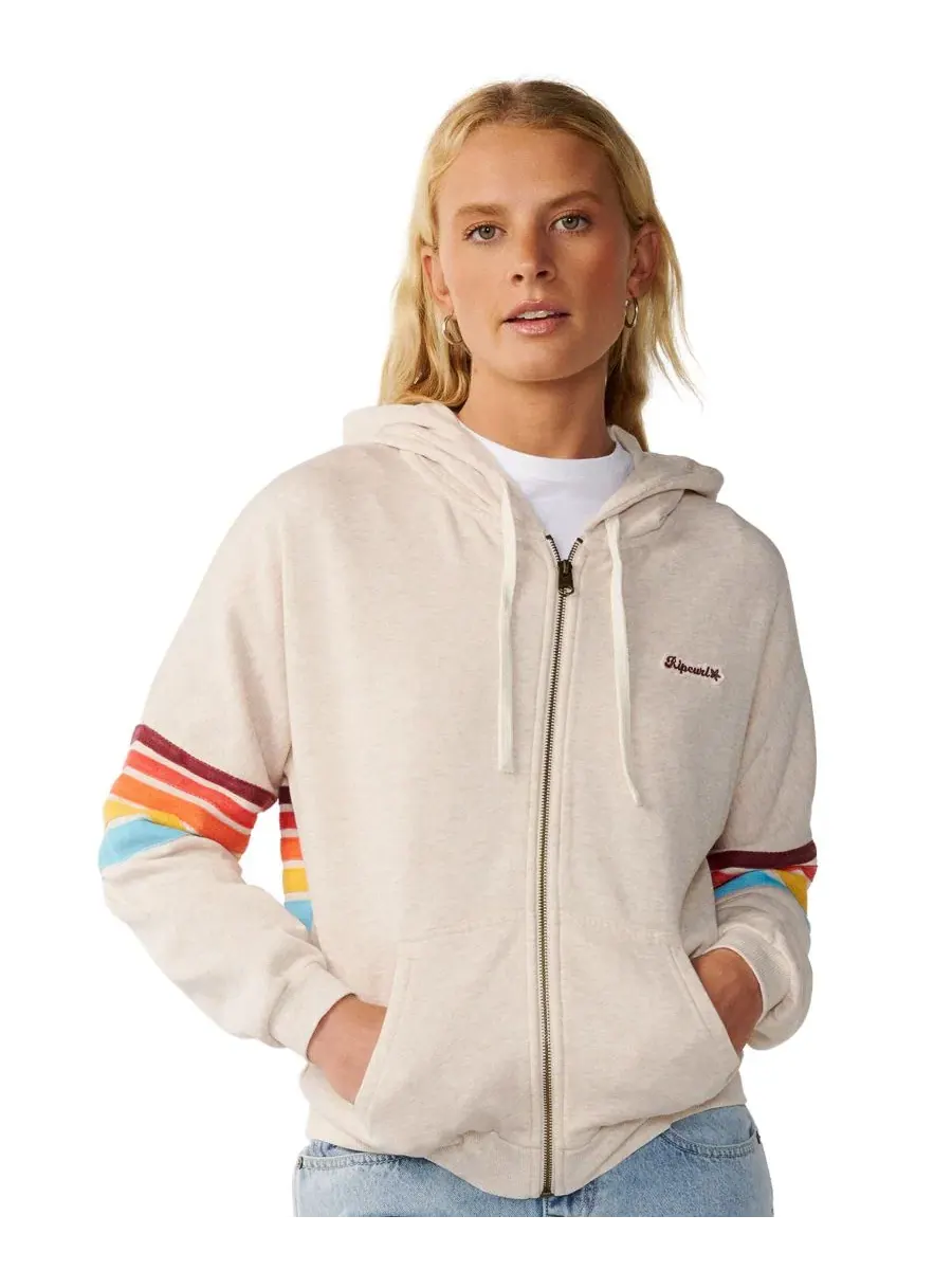 Худи с капюшоном на молнии с полосатым принтом Rip Curl, Oatmeal Marle — изображение 1 из 3