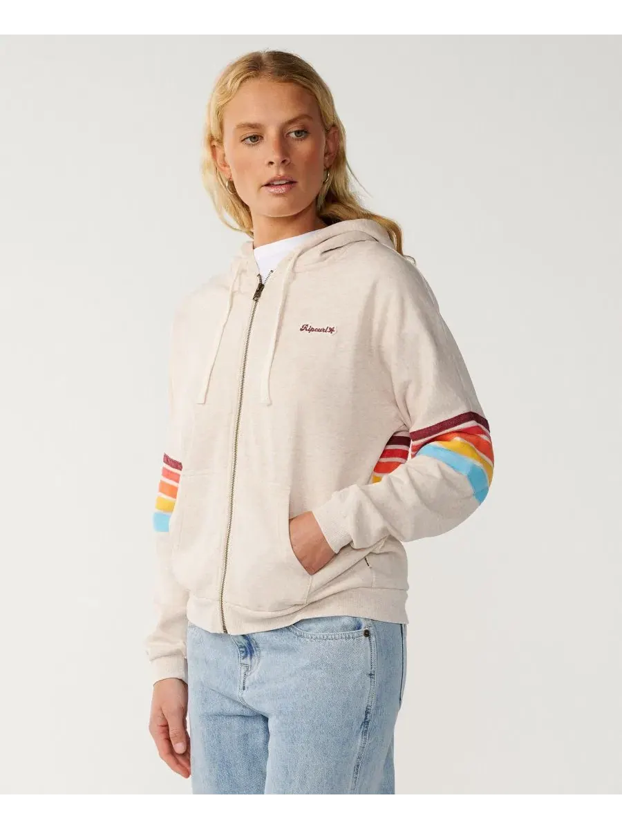 Худи с капюшоном на молнии с полосатым принтом Rip Curl, Oatmeal Marle — изображение 2 из 3