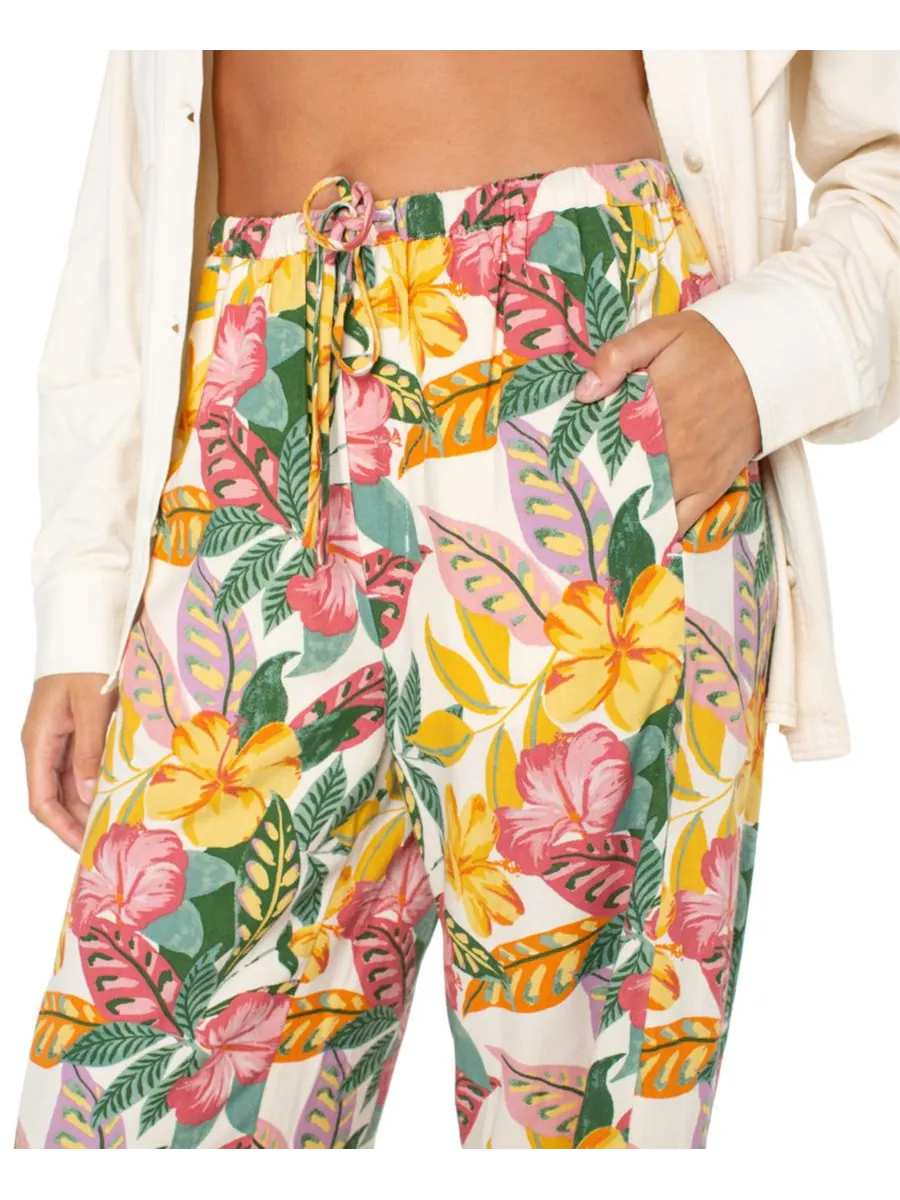 Детские брюки So Precious с цветочным принтом и завязками на талии Roxy, Egret Sangria Tropics — изображение 5 из 5