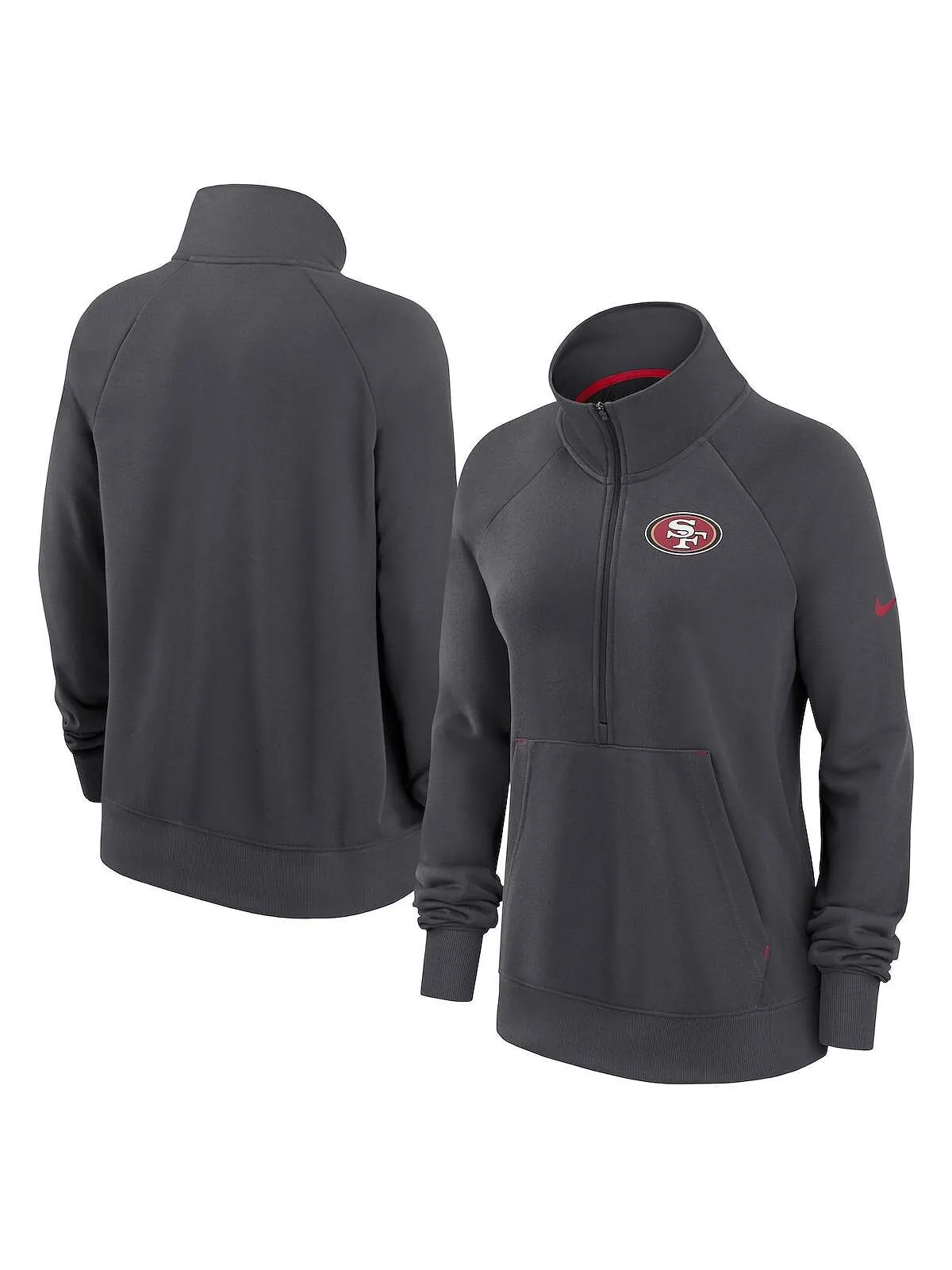 Женская темно-серая толстовка san francisco 49ers premium raglan performance с молнией до половины — изображение 1 из 2