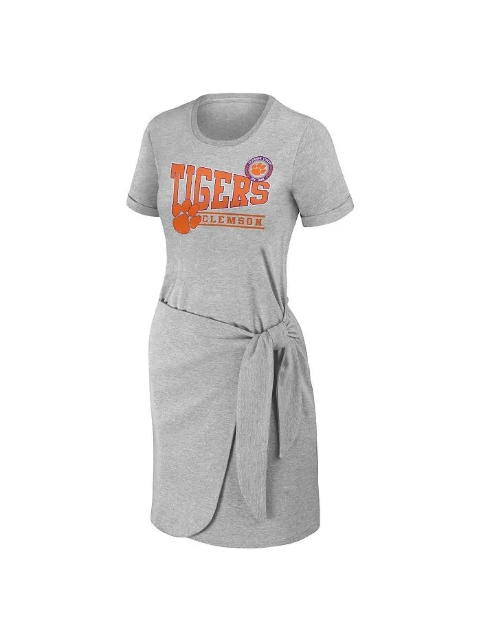 Женское платье-футболка с узлом Хизер Серое Clemson Tigers WEAR by Erin Andrews — изображение 2 из 3, серый