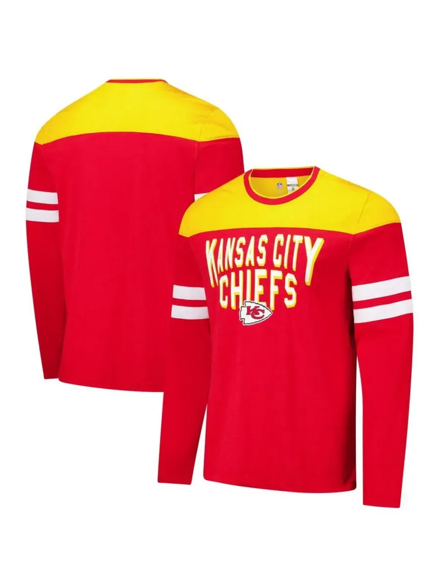 G-III Sports by Carl Banks Мужская красно-золотая футболка с длинным рукавом Kansas City Chiefs — изображение 1 из 3