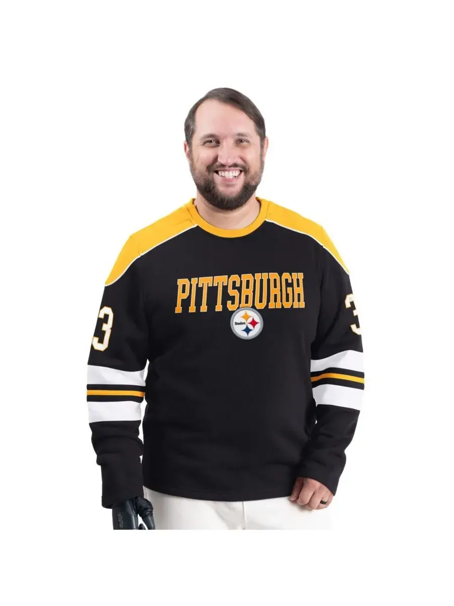 G-III Sports by Carl Banks Мужская черная толстовка с круглым вырезом Pittsburgh Steelers Adaptive