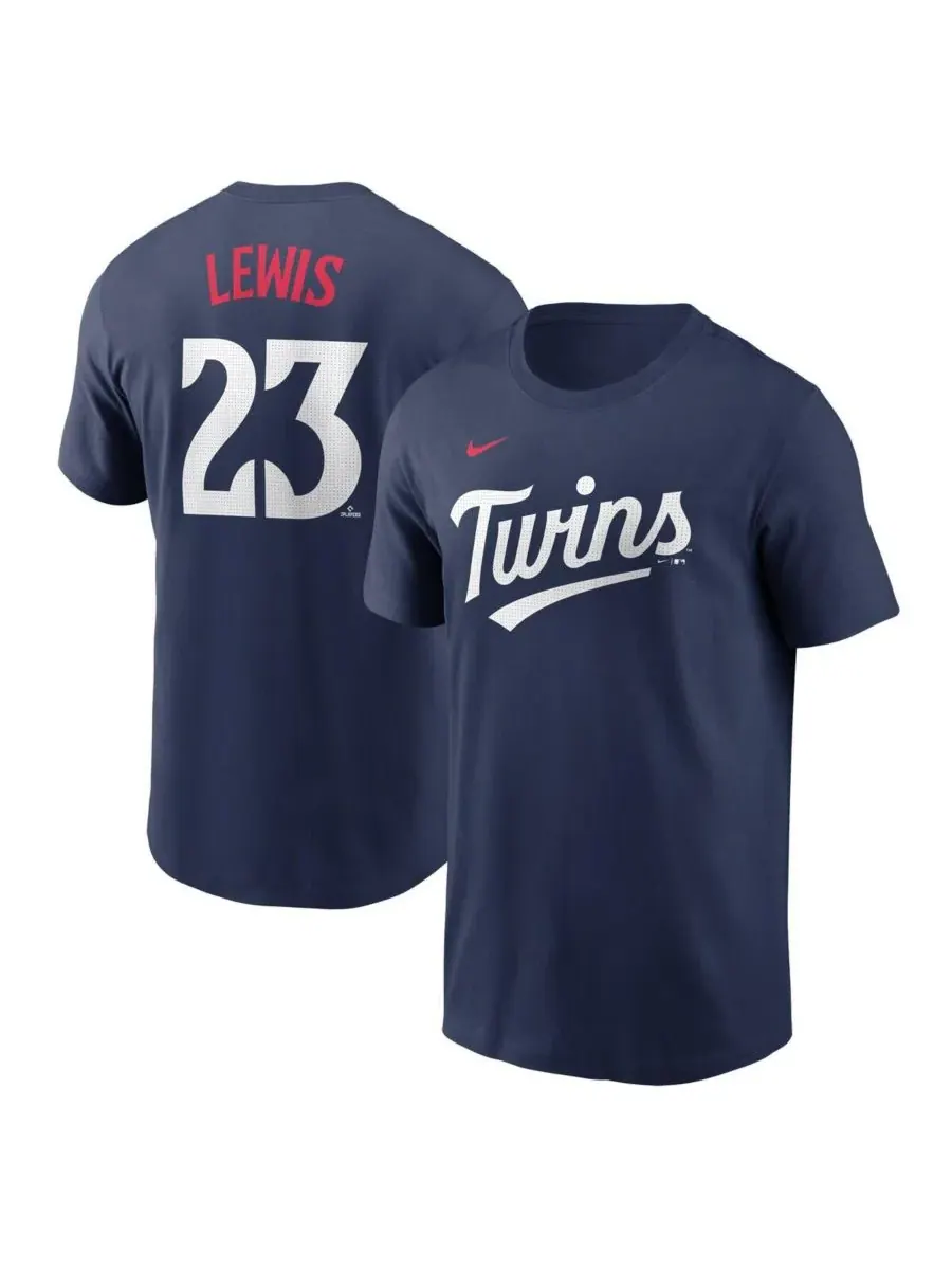 Nike Мужская темно-синяя футболка Royce Lewis с флажком команды Minnesota Twins — изображение 1 из 3, темно-синий