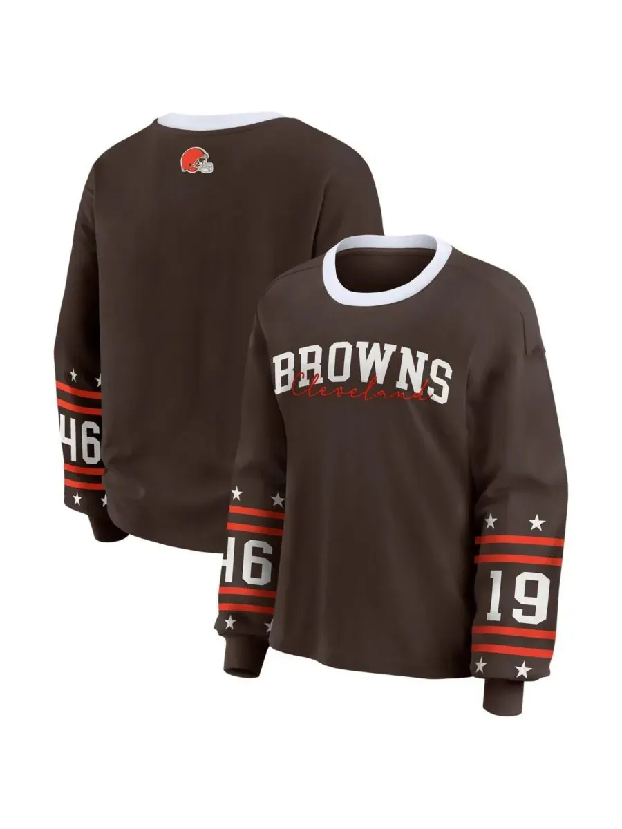 WEAR by Erin Andrews Женская коричневая спортивная футболка с длинными рукавами Cleveland Browns — изображение 1 из 3