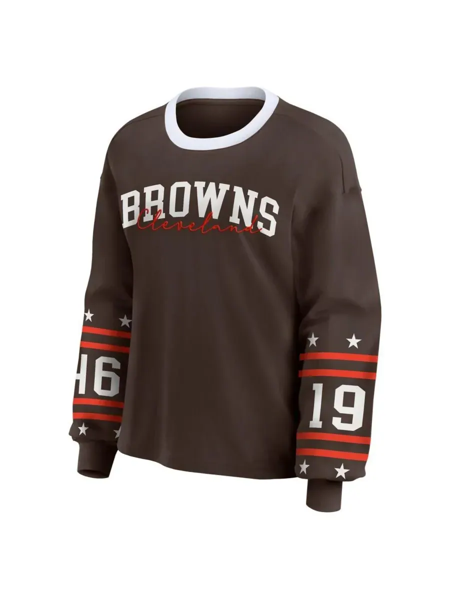 WEAR by Erin Andrews Женская коричневая спортивная футболка с длинными рукавами Cleveland Browns — изображение 2 из 3