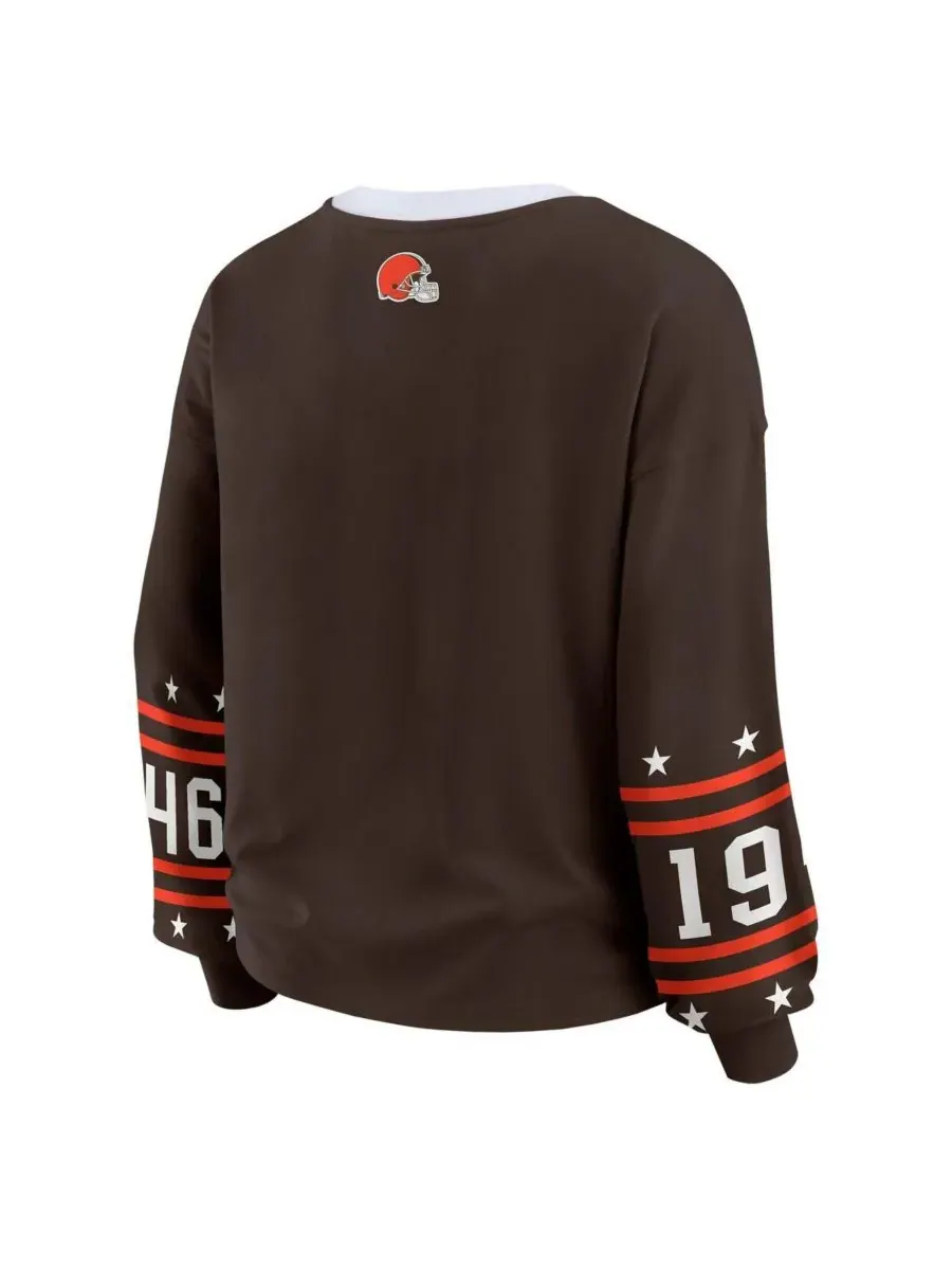 WEAR by Erin Andrews Женская коричневая спортивная футболка с длинными рукавами Cleveland Browns — изображение 3 из 3