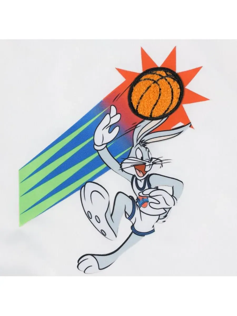 Freeze Max Мужская белая атласная куртка с графическим рисунком Looney Tunes на кнопках — изображение 2 из 4, белый