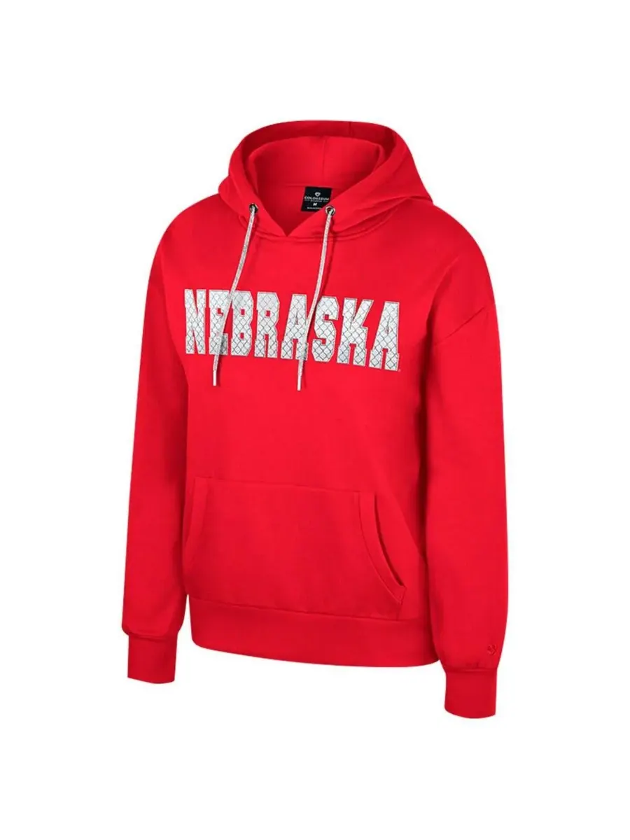 Женская толстовка с капюшоном Scarlet Nebraska Huskers Reflection Rhinestone Drawcord Pullover — изображение 3 из 3, алый