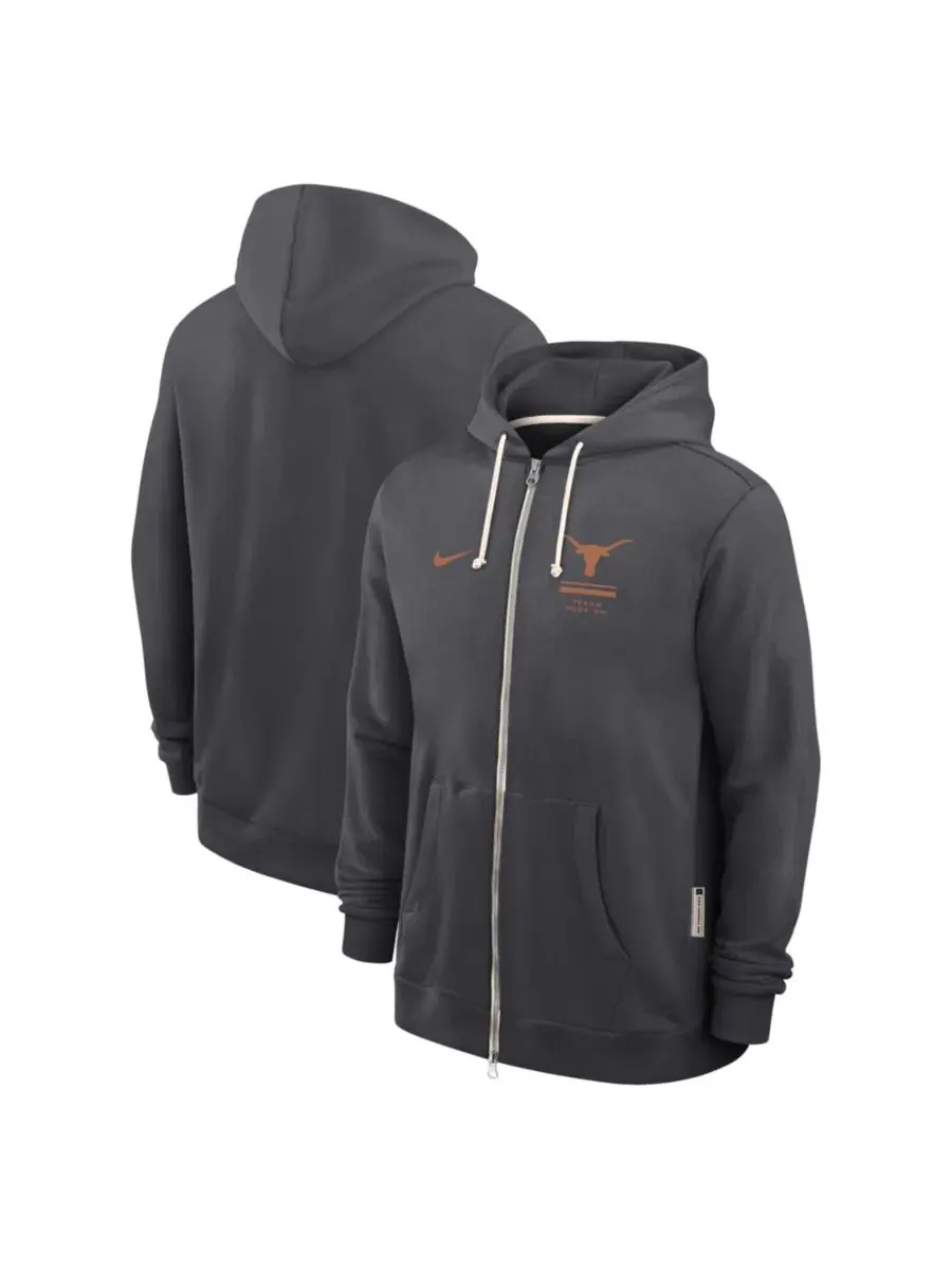 Худи с капюшоном на молнии Nike Texas Longhorns 2026 Sideline Standard Issue Dri-FIT — изображение 1 из 3, серый