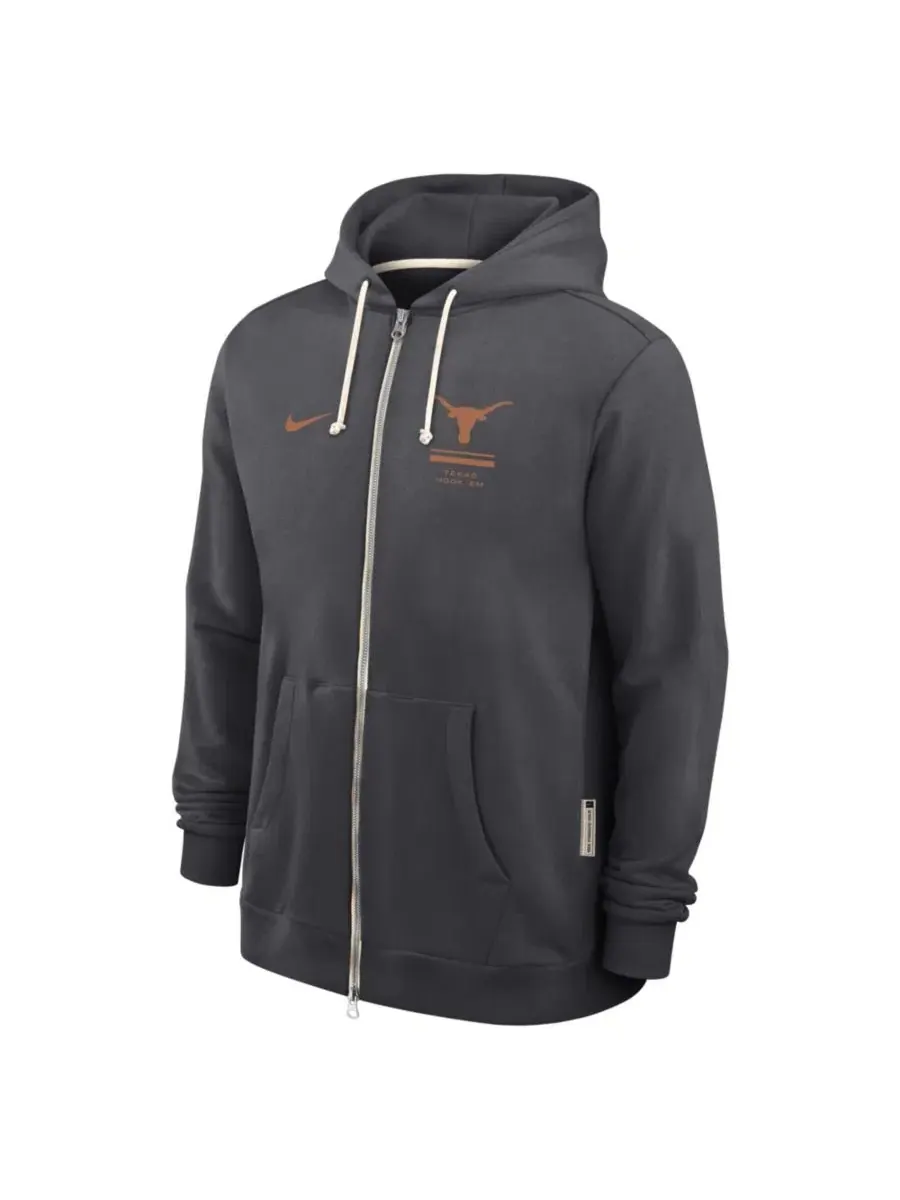 Худи с капюшоном на молнии Nike Texas Longhorns 2026 Sideline Standard Issue Dri-FIT — изображение 3 из 3, серый