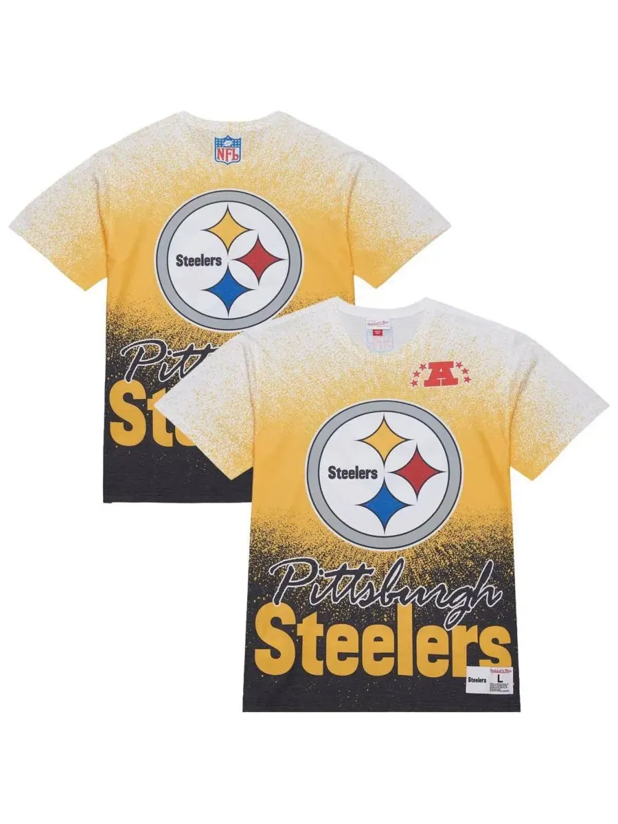 Mitchell & Ness Мужская белая футболка с винтажным логотипом команды Pittsburgh Steelers Team Burst — изображение 1 из 3