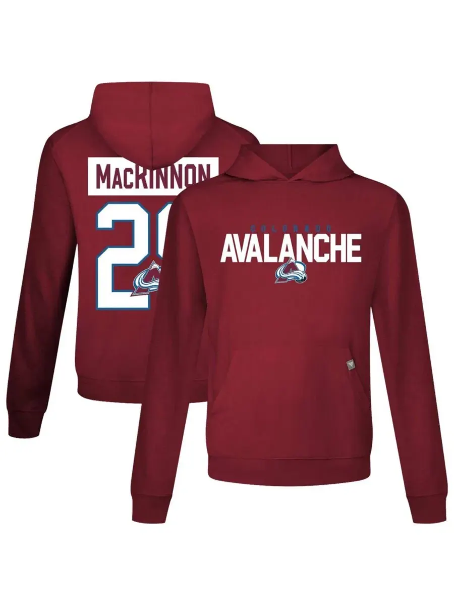 Лонгслив-худи с капюшоном и длинным рукавом с принтом Nathan MacKinnon LevelWear — изображение 1 из 3, бордовый