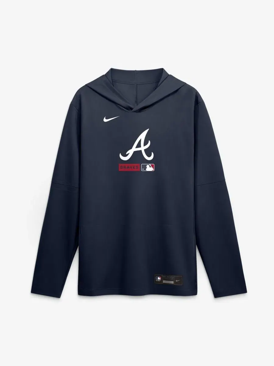 Футболка-худи Nike Atlanta Braves Authentic Collection Dri-FIT с длинным рукавом и съемными рукавами — изображение 2 из 4