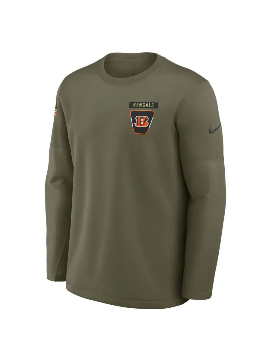 Nike Мужская футболка с длинным рукавом Therma-FIT цвета оливкового цвета с надписью Cincinnati — изображение 2 из 3