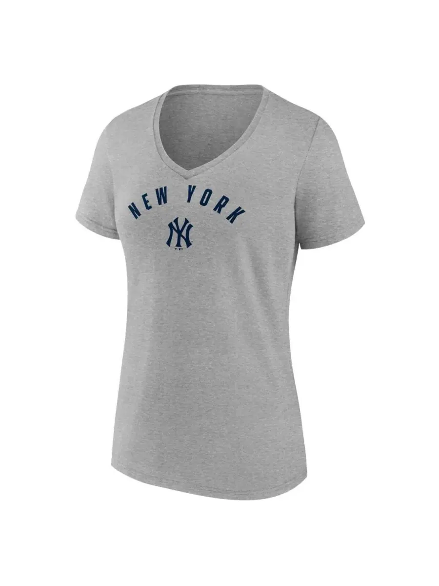 Футболка с V-образным вырезом с принтом New York Yankees Fanatics — изображение 3 из 3, серый