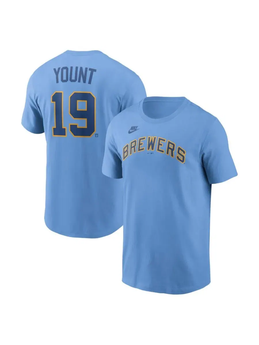 Футболка с коротким рукавом Robin Yount Powder Blue Cooperstown Collection Nike — изображение 1 из 3, синий
